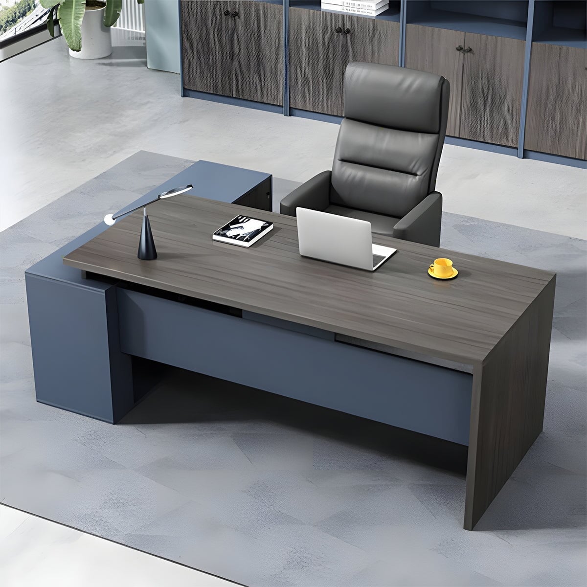 キャビネット 機能的 大容量 幕板 プライバシー配慮 安定性 デスク 役員デスク ワークデスク 広い天板 ゆとり 木目調 落ち着き カスタマイズ可能 LBZ-C041 chickagu