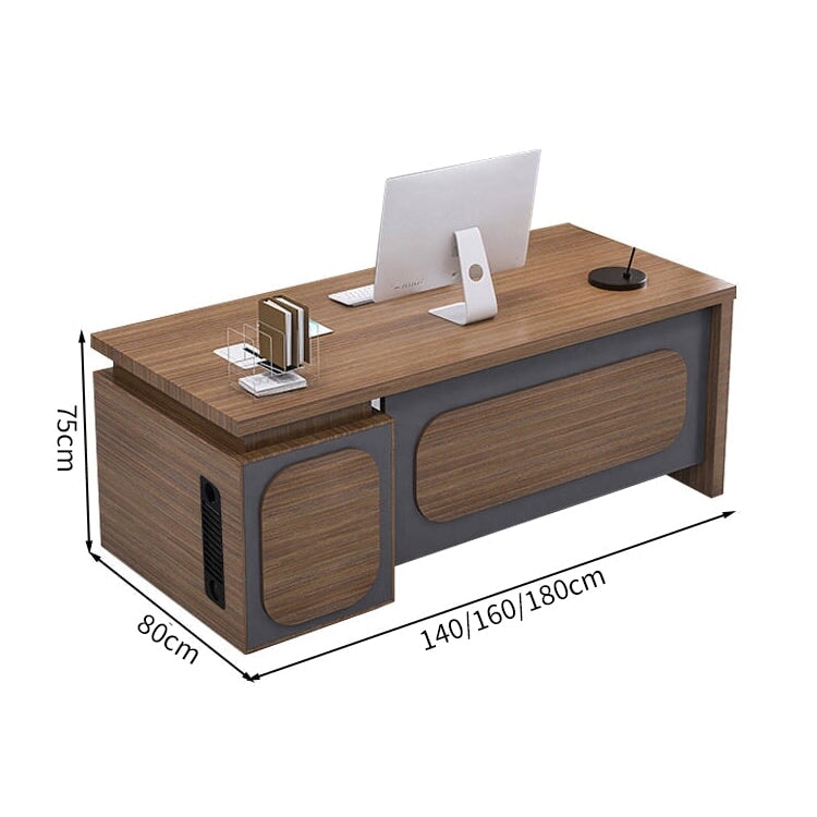 幅広 分厚い天板 PC収納 引き出し 通気口 配線ボックス デスク エグゼクティブ 役員デスク 落ち着き 木目調 機能的 カスタマイズ可能 LBZ-C055