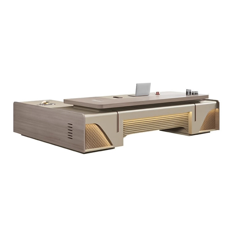 バイカラー 分厚い天板 頑丈 R仕上げ 通気口 幕板 サイドキャビネット 大容量 デスク エグゼクティブ 役員デスク エレガント 高級感 カスタマイズ可能 LBZ-C078