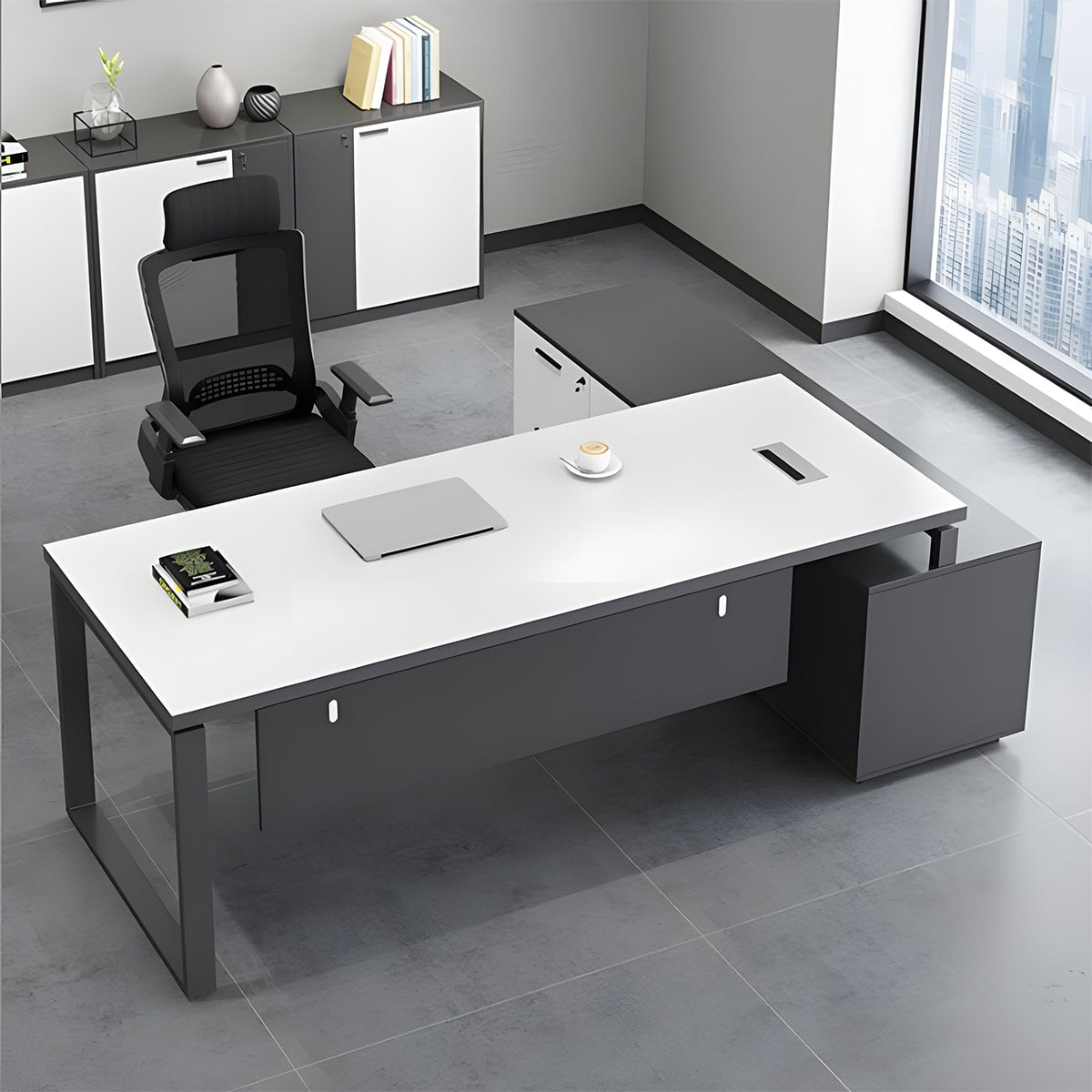 エコ板材 スチールフレーム キャビネット 大容量 配線ボックス デスク 役員デスク エグゼクティブ バイカラー 洗練 カスタマイズ可能 LBZ-C085 chickagu