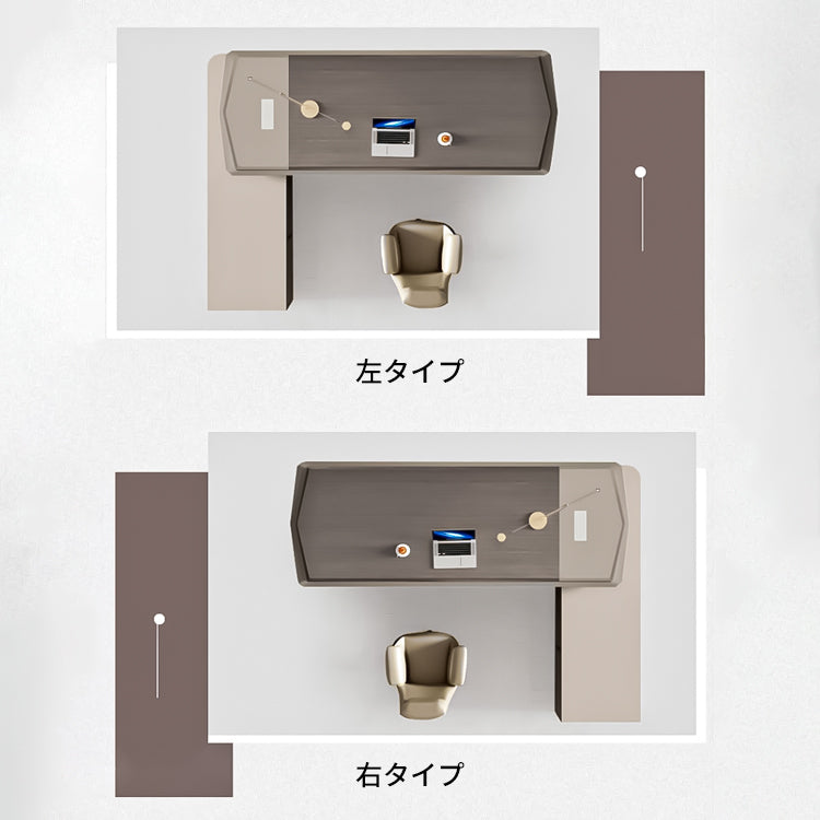 二重天板 幾何学的 重厚感 丸み 幕板 サイドキャビネット 大容量 デスク L型デスク 役員デスク 木目調 落ち着き カスタマイズ可能 LBZ-C097