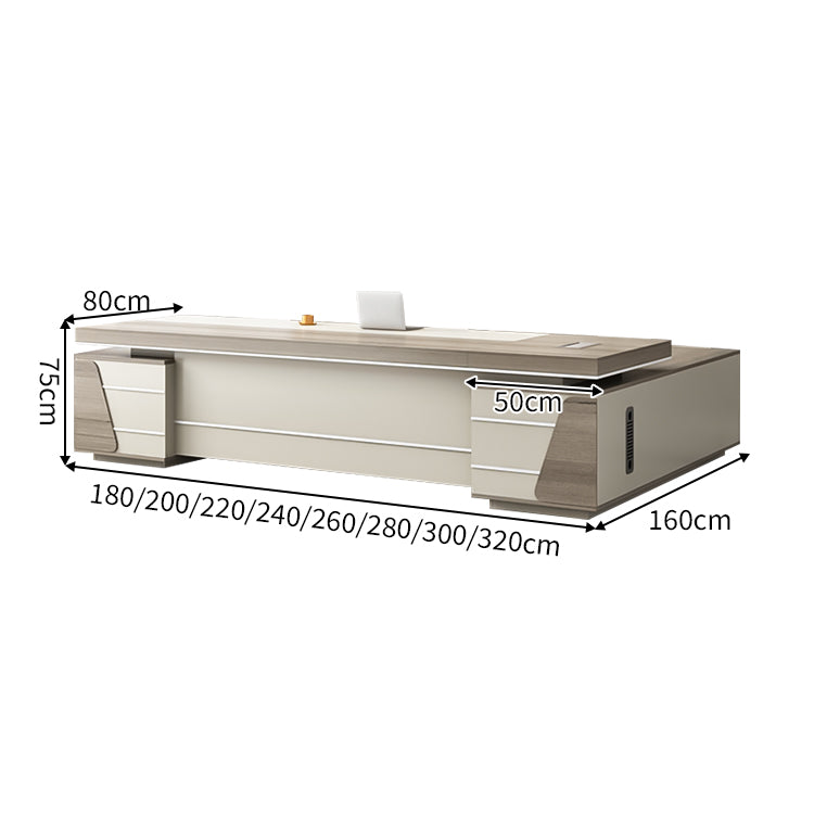 分厚い天板 重厚感 ダブルサイドキャビネット 分類収納 ダイヤル錠 幕板 デスク エグゼクティブ 役員デスク 穏やか エレガント 上品 カスタマイズ可能 LBZ-C126