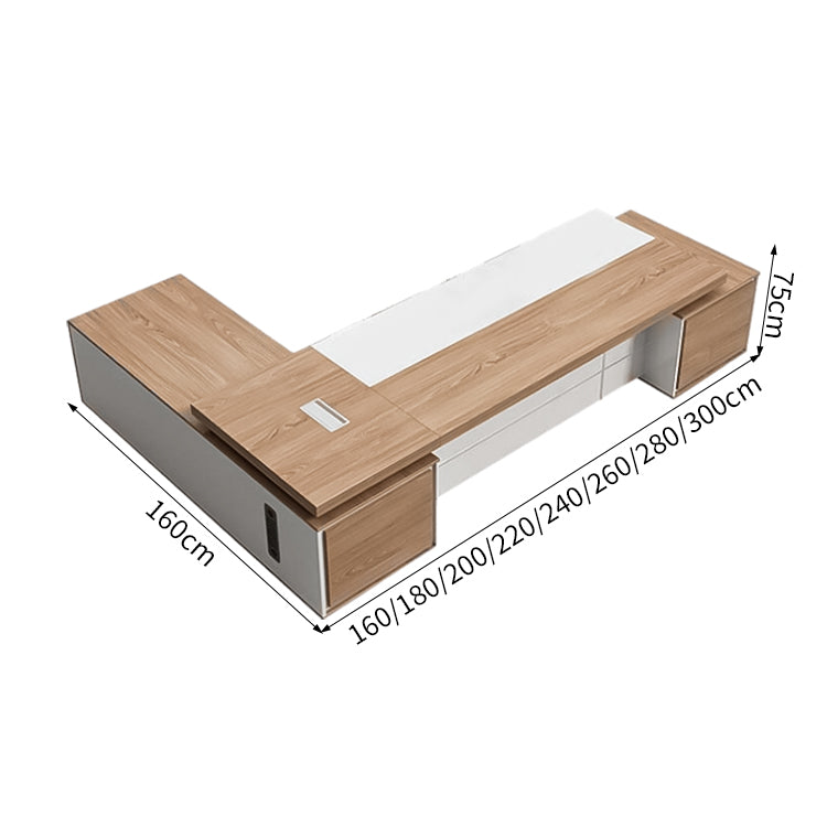 メラミン化粧板 頑丈 分厚い天板 配線孔 通気口 サイドキャビネット 大容量 デスク エグゼクティブ 役員デスク 洗練 機能的 カスタマイズ可能 LBZ-C157