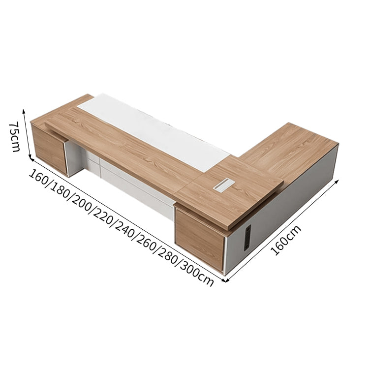 メラミン化粧板 頑丈 分厚い天板 配線孔 通気口 サイドキャビネット 大容量 デスク エグゼクティブ 役員デスク 洗練 機能的 カスタマイズ可能 LBZ-C157
