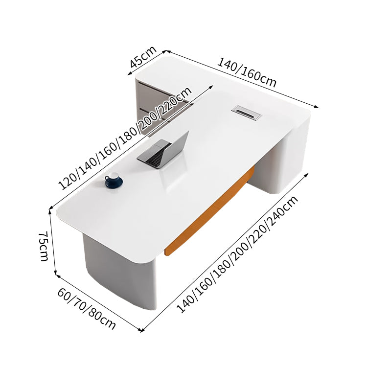 広い天板 ゆとり 鏡面仕上げ 幕板 通気口 エコ板材 頑丈 サイドキャビネット デスク エグゼクティブ 役員デスク 清潔 モダン おしゃれ カスタマイズ可能 LBZ-C169