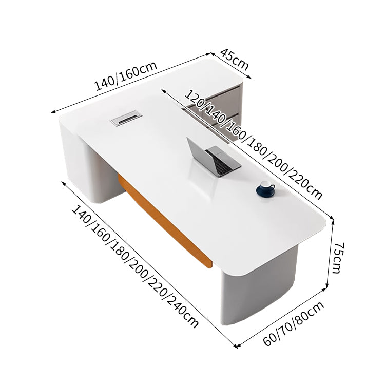 広い天板 ゆとり 鏡面仕上げ 幕板 通気口 エコ板材 頑丈 サイドキャビネット デスク エグゼクティブ 役員デスク 清潔 モダン おしゃれ カスタマイズ可能 LBZ-C169