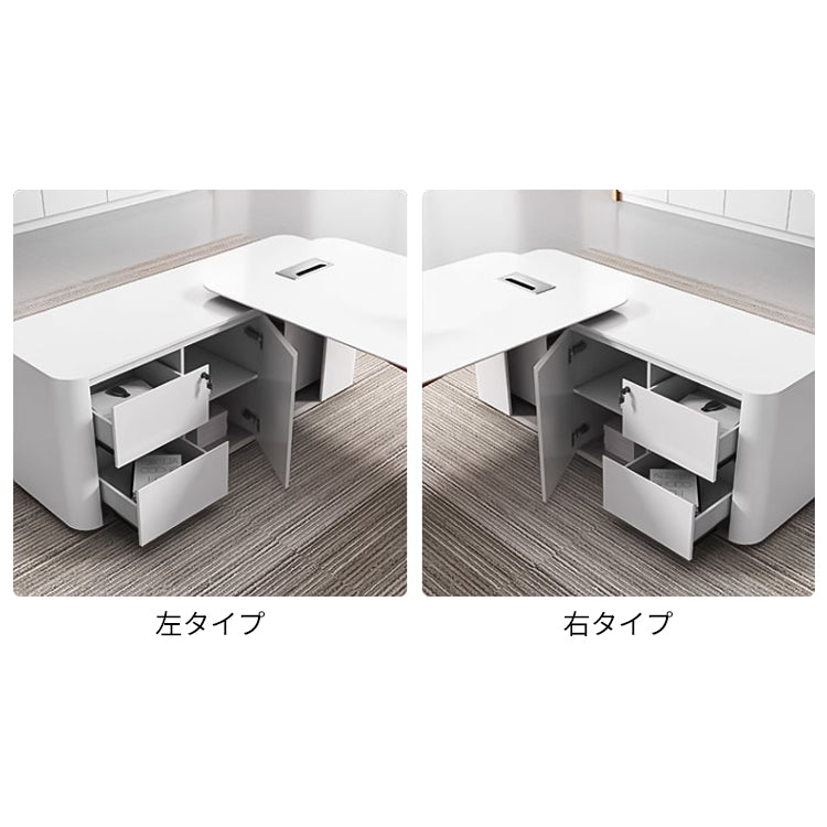 広い天板 ゆとり 鏡面仕上げ 幕板 通気口 エコ板材 頑丈 サイドキャビネット デスク エグゼクティブ 役員デスク 清潔 モダン おしゃれ カスタマイズ可能 LBZ-C169