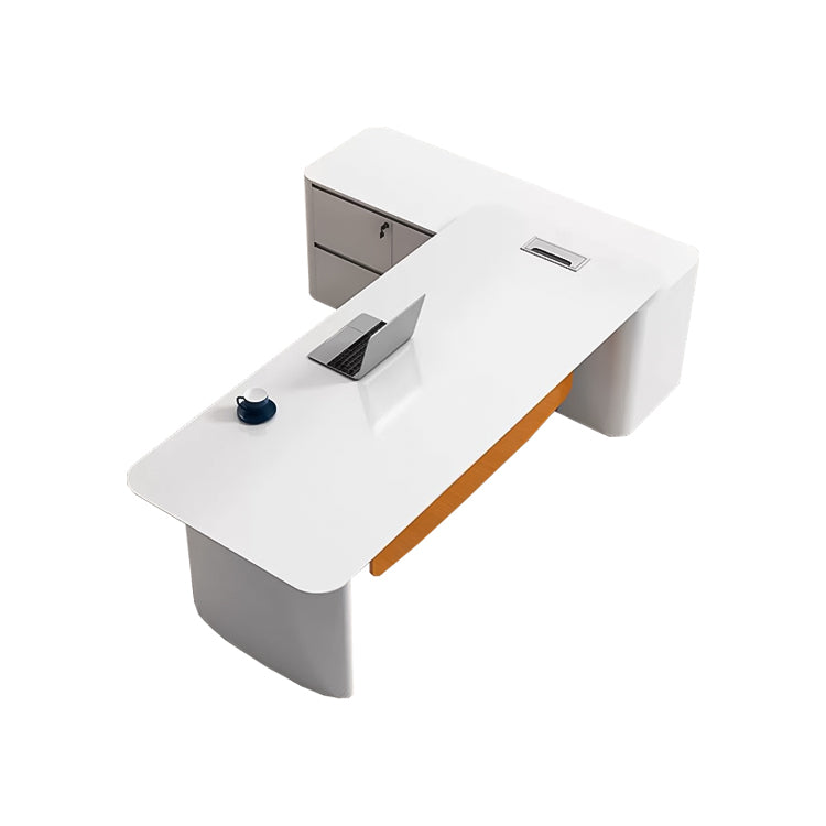 広い天板 ゆとり 鏡面仕上げ 幕板 通気口 エコ板材 頑丈 サイドキャビネット デスク エグゼクティブ 役員デスク 清潔 モダン おしゃれ カスタマイズ可能 LBZ-C169