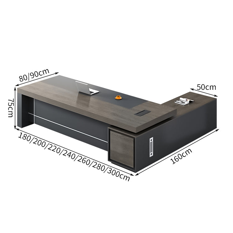 重厚感 分厚い天板 サイドキャビネット 大容量 通気口 エコ板材 幕板 デスク 役員デスク エグゼクティブ 落ち着き 機能的 洗練 カスタマイズ可能 LBZ-C170