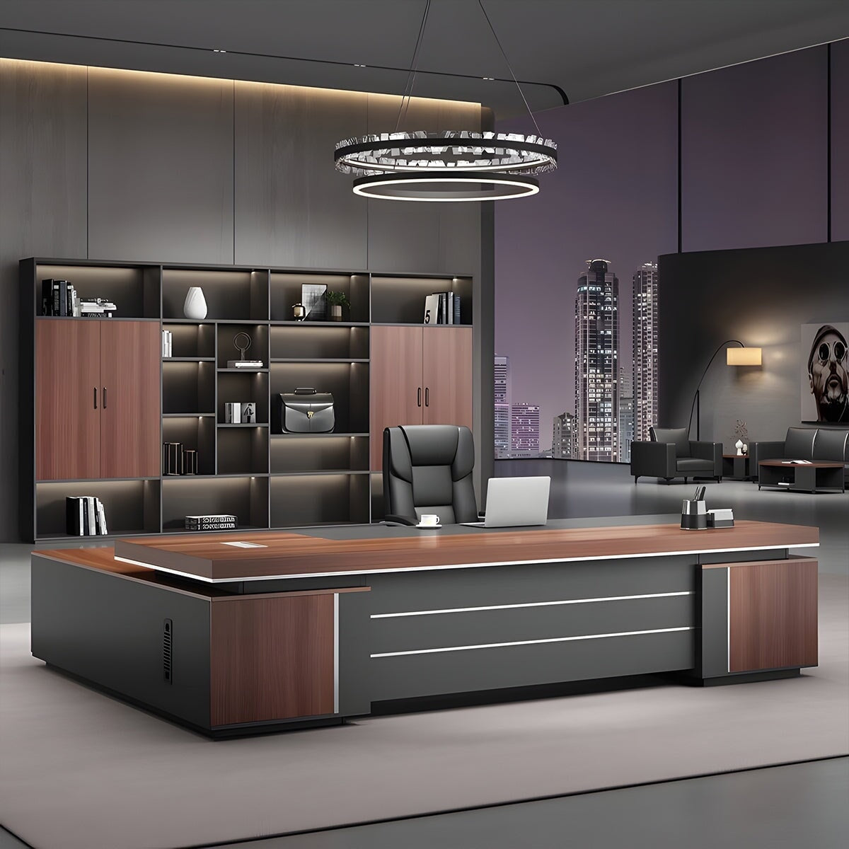 エコ板材 厚い天板 幅広 キャビネット 大容量 ダイヤル錠 安全性 デスク エグゼクティブ 役員デスク 木目調 落ち着き 上質 カスタマイズ可能 LBZ-C171 chickagu