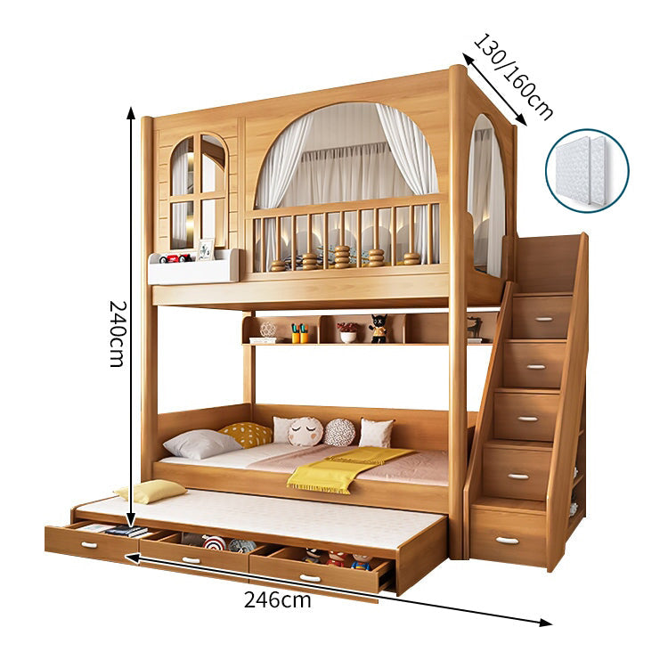 太い角柱 耐荷重 ベッドガード デザイン性 シェルフ はしご 取っ手付き 階段 引き出し ベッド 二段ベッド スライドベッド 機能的 木目調 落ち着き SCC-C082