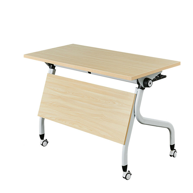 会議テーブル 木目調 ミーティングテーブル 会議室用テーブル 折り畳み式 スチールフレーム シンプル パーチクルボード HYZ-C083