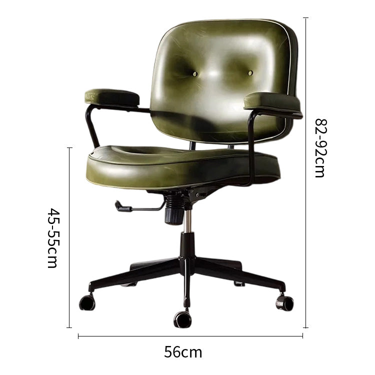 チェア 背もたれ ブラウン ロッキング機能 回転機能 オイルレザー 肘掛け ウレタンフォーム チェアベース キャスター付き BGY-C055