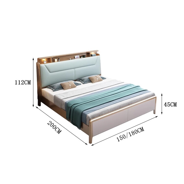 ベッド 二人用 キング サイズ ヘッドボード 柔らか クッション付き 引き出し すのこ 天然木 収納 BED-C039 chickagu