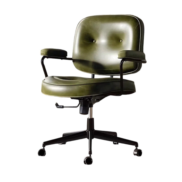 チェア 背もたれ ブラウン ロッキング機能 回転機能 オイルレザー 肘掛け ウレタンフォーム チェアベース キャスター付き BGY-C055