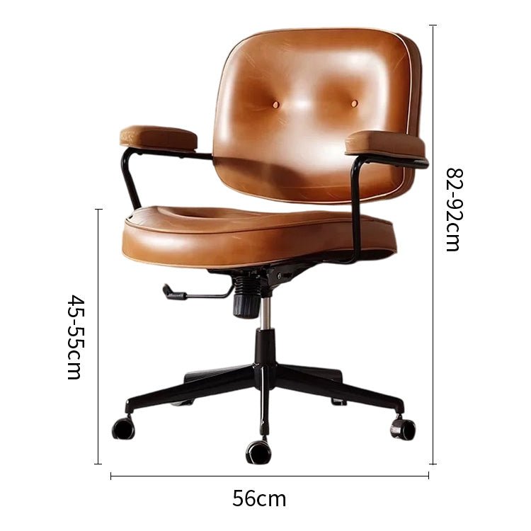 チェア 背もたれ ブラウン ロッキング機能 回転機能 オイルレザー 肘掛け ウレタンフォーム チェアベース キャスター付き BGY-C055