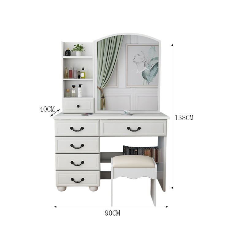 ドレッサー 鏡台 化粧台 鏡 ミラー LEDライト 明るさ調整 三段階 収納 棚 引き出し エコ板材 スツール ウレタン PUレザー オシャレ 上質 使い勝手 CHICKAGU