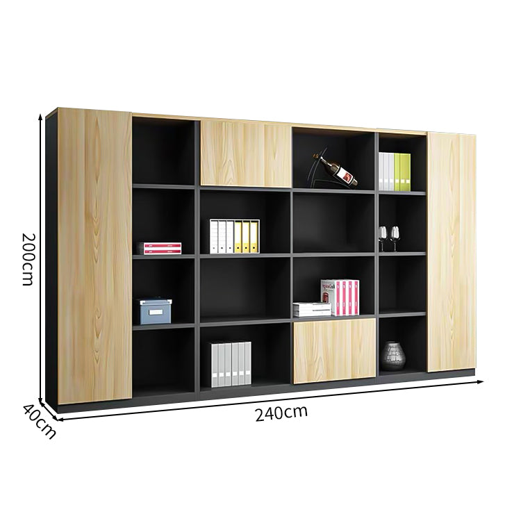 エコ板材 扉付き オープン収納 多段式 台輪 安定性 キャビネット 収納キャビネット 大容量 木目調 落ち着き カスタマイズ可能 CWG-C068