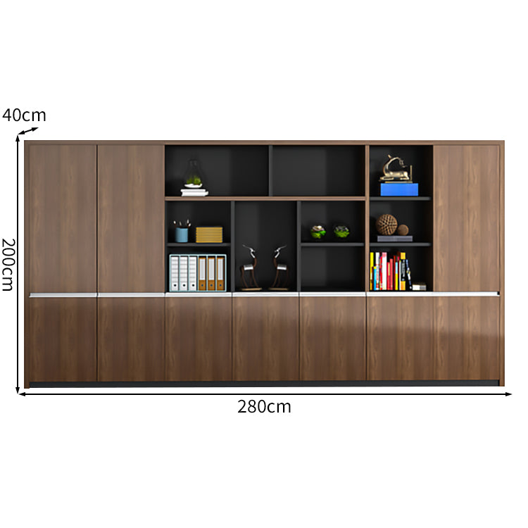 オープン収納 扉付き 多段式 メラミン化粧板 頑丈 大容量 キャビネット 収納棚 収納ラック 木目調 穏やか ウォールナット CWG-C034