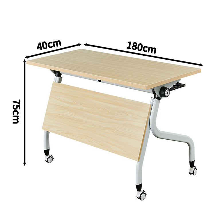 会議テーブル 木目調 ミーティングテーブル 会議室用テーブル 折り畳み式 スチールフレーム シンプル パーチクルボード HYZ-C083