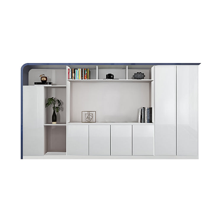 大容量 オープン収納 扉付き 台輪 鏡面仕上げ エコ板材 キャビネット 収納キャビネット 書類棚 すっきり 機能的 上質 カスタマイズ可能 CWG-C085