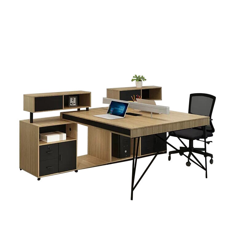 オフィスデスク パソコンデスク 事務デスク ワークデスク デスク オープン収納 引き出し付き スチールフレーム ナチュラル カスタマイズ可能 BGZ-C051 CHICKAGU