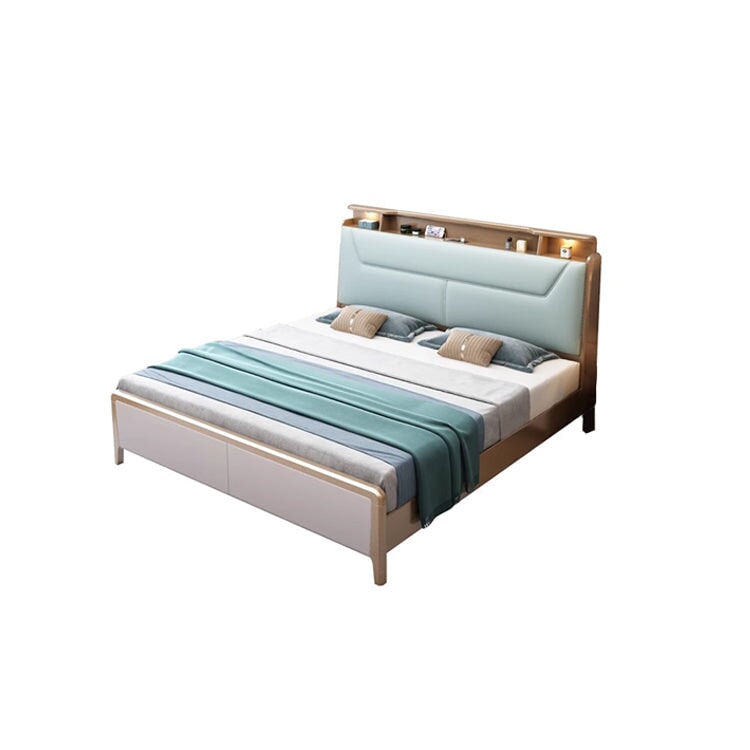 ベッド 二人用 キング サイズ ヘッドボード 柔らか クッション付き 引き出し すのこ 天然木 収納 BED-C039 chickagu