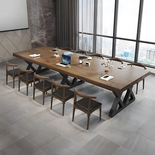 ミーティングテーブル オフィステーブル ミーティング テーブル 広い天板 分厚い アイアン製脚 高耐荷重 安定性 耐久性 木目調 重厚感 落ち着き 格調 優雅 カスタマイズ可能 HYZ-C078 chickagu