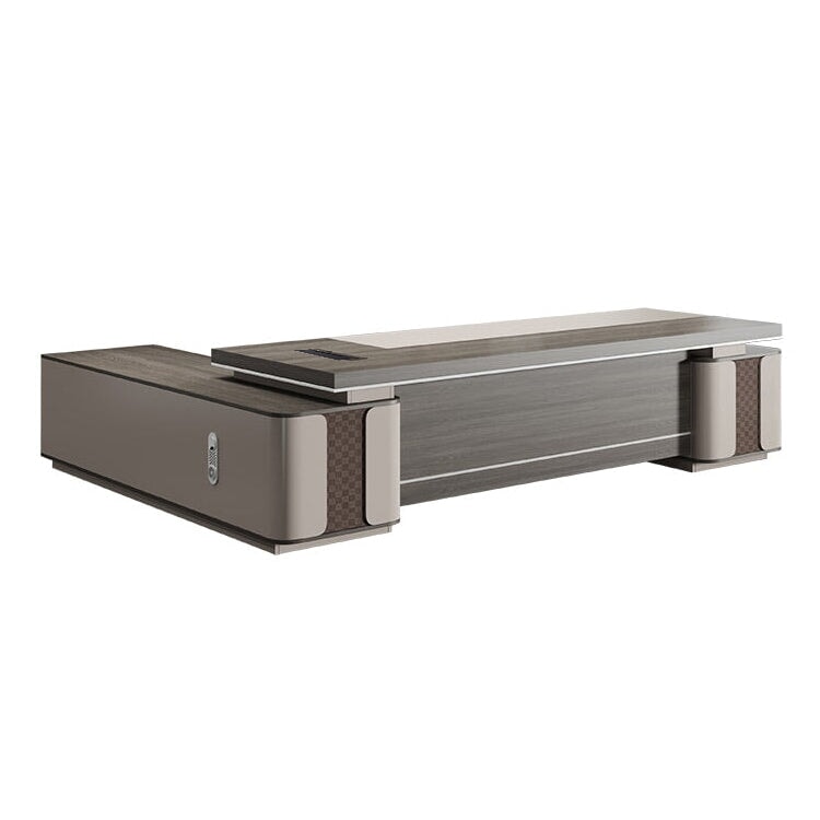 大容量キャビネット 通気孔 分厚い天板 幕板 安定性 デスク エグゼクティブ 執務デスク 市松模様 木目調 上質 エレガント 格調 カスタマイズ可能 LBZ-C069 chickagu