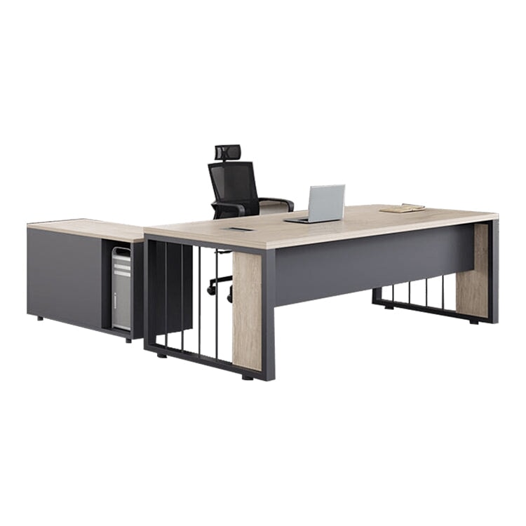 スチール脚 サイドキャビネット ㍶収納 エグゼクティブデスク オフィスデスク ワークデスク 役員デスク 幕板付き ナチュラル カスタマイズ可能 LBZ-C083 chickagu