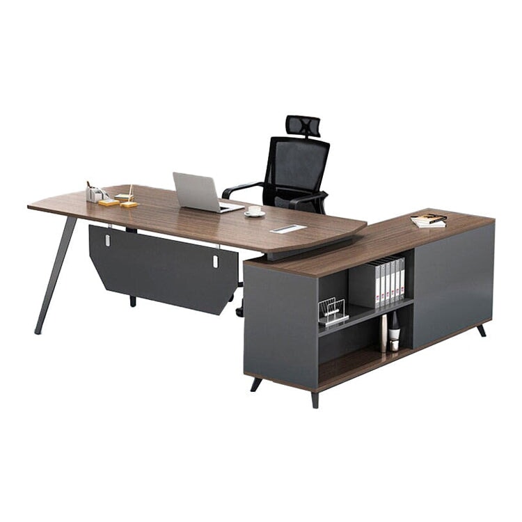 シック 木目調 エコ L字デスク 役員デスク エグゼクティブデスク サイドキャビネット メラミン化粧板 大容量収納スペース カスタマイズ可能 LBZ-C084 chickagu