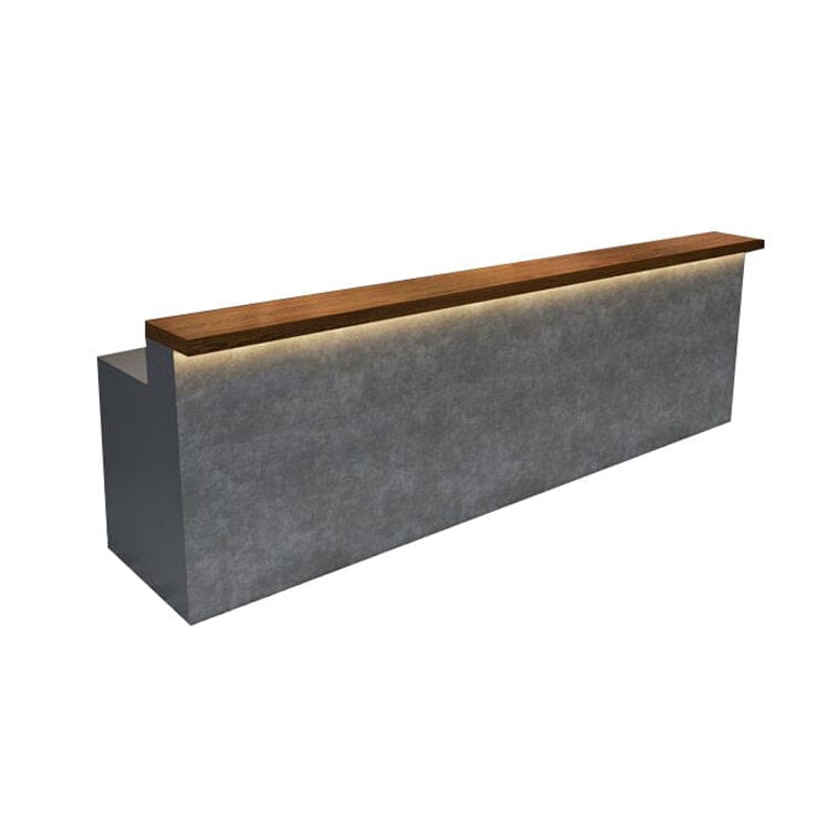 L型 LEDライト付き 大容量収納 引き出し付き 受付カウンター バーカウンター 受付台 カウンターテーブル グレー カスタマイズ可能 JDT-C027