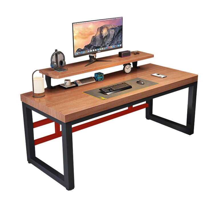 デスク インドア 室内 パソコンデスク 天然木 広い天板 分厚い モニター置き棚 炭素鋼フレーム 頑丈 口字型 安定性 落ち着き 重厚感 SNZ-C040 chickagu