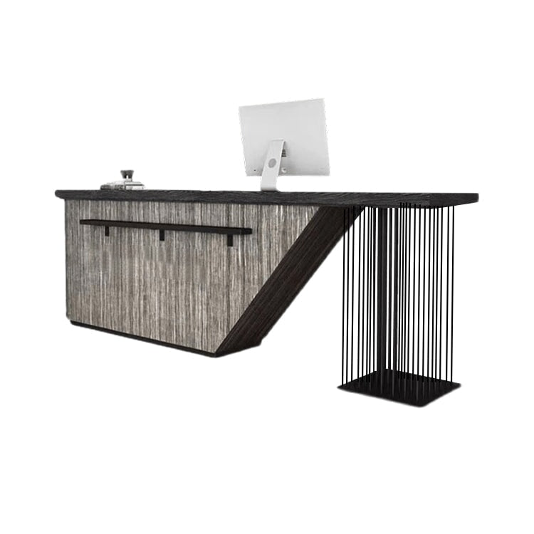 鍵付き引き出し 大容量収納 アイアン脚 受付カウンター 受付台 オフィス受付 エントランス受付 店舗用 事務所 グレー カスタマイズ可能 JDT-C045 chickagu