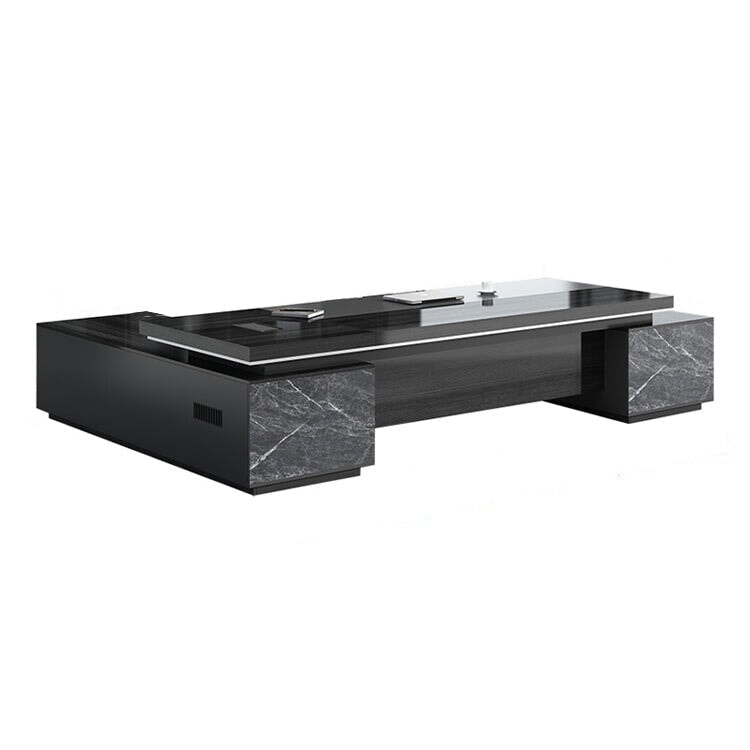 収納棚 ㍶収納 マーブル模様 配線穴ボークス エグゼクティブデスク 役員デスク オフィスデスク パソコンデスク ブラック カスタマイズ可能 LBZ-C122 chickagu