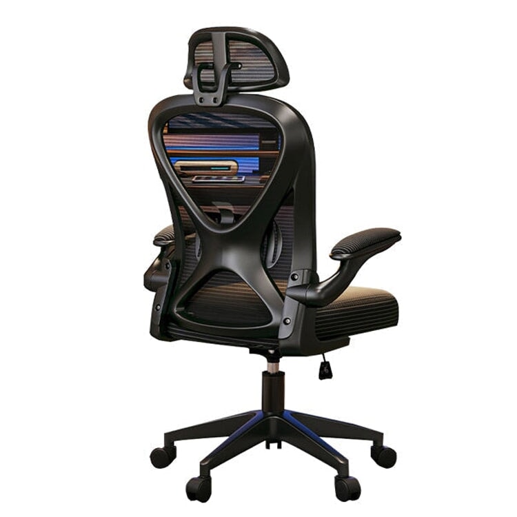 調節可能のランバーサポート メッシュ生地 高密度ウレタンフォーム ワークチェア チェア オフィスチェア パソコンチェア 人間工学 シンプル ブラック BGY-C026 chickagu