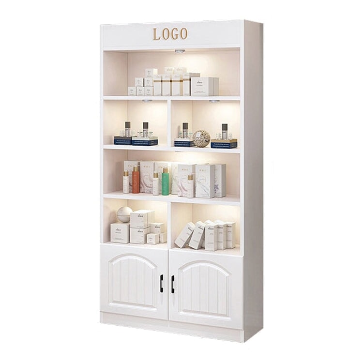 ライト付き 大容量 多段式 厚い棚板 仕切り 取っ手 蝶番 キャビネット 収納キャビネット 収納棚 実用的 シンプル ホワイト カスタマイズ可能 SNG-C030 chickagu