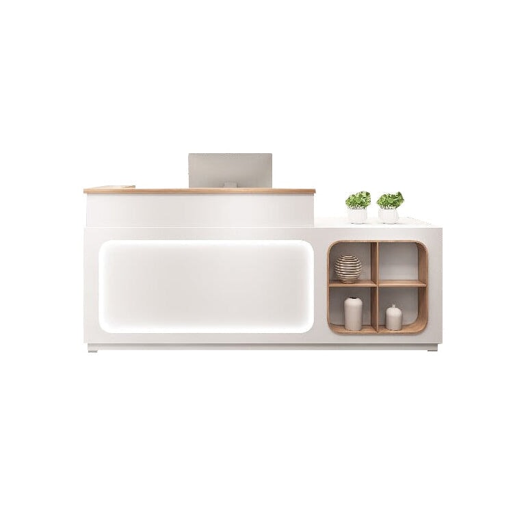 上部天板付き スリット入り LEDライト 配線穴キャップ 展示棚 収納機能 受付カウンター 受付台 カウンター おしゃれ シック 上質 カスタマイズ可能 JDT-A422 chickagu