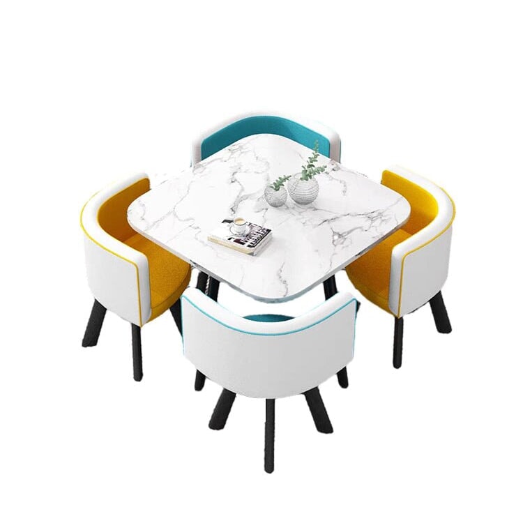 スチールフレーム 高耐荷重 安定性 R仕上げ コットンリネン 通気性 テーブル チェア セット 応接用 シンプル 簡素 カスタマイズ可能 JDZH-A408 chickagu