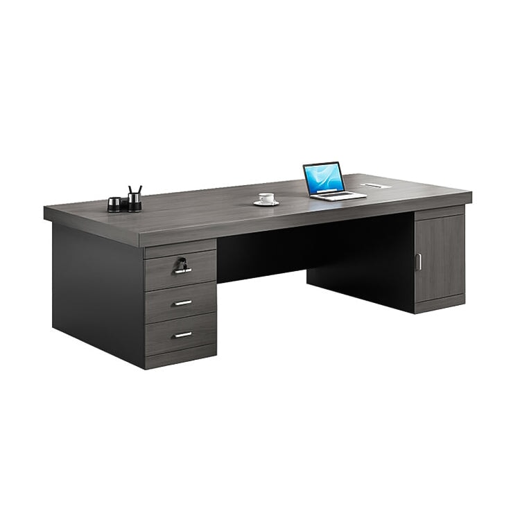 分厚い天板 頑丈 配線ボックス 幕板 安定性 幅広 サイドキャビネット 引き出し 扉付き収納 デスク エグゼクティブ 役員デスク 落ち着き 重厚感 カスタマイズ可能 LBZ-C053