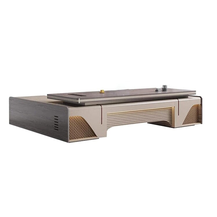 エコ板材 分厚い キャビネット二つ 大容量 通気孔 配線ボックス 幕板 デスク エグゼクティブ 執務デスク 上質 機能性 使い勝手 格調 カスタマイズ可能 LBZ-C027 chickagu