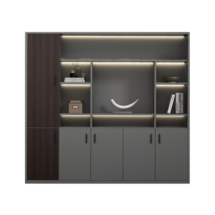 大容量 多段式 分類収納 オープン収納 扉付き 取っ手 台輪 安定性 キャビネット 収納棚 オフィス用 木目調 バイカラー 落ち着き 穏やか カスタマイズ可能 CWG-C023 chickagu