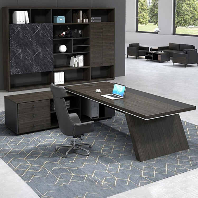 オフィスデスク エグゼクティブデスク 社長室 役員デスク サイドキャビネット マーブル模様 大容量収納 ウォールナット カスタマイズ可能 LBZ-C008 CHICKAGU