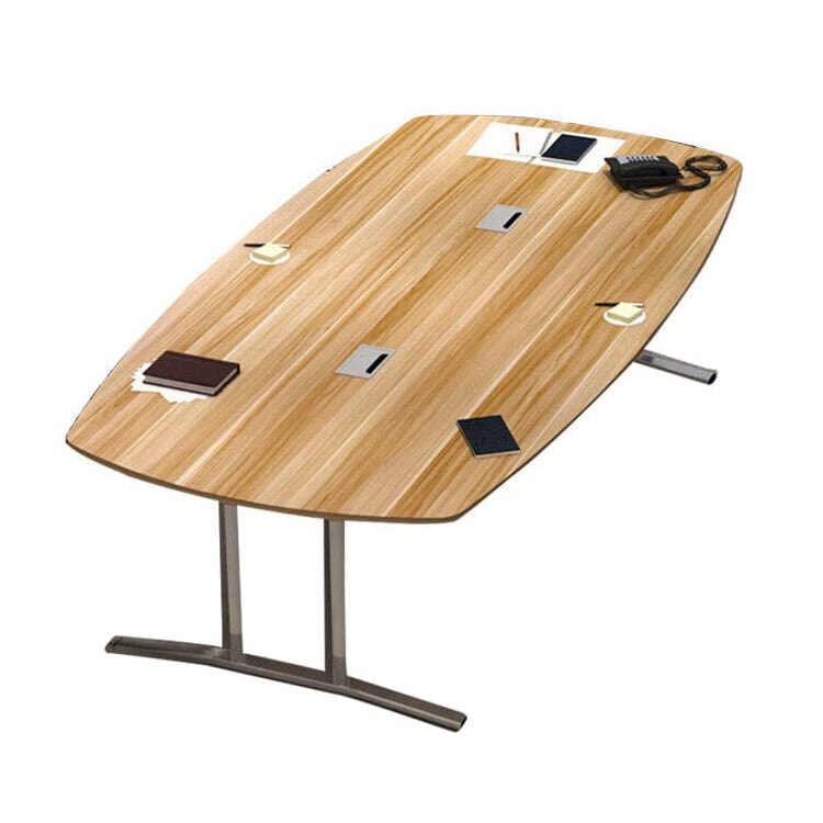 木目調 配線ボックス付き 角丸 T字型脚 会議テーブル ミーティングテーブル 長方形テーブル ワーキングデスク ブラック ホワイト シンプル カスタマイズ可能 HYZ-C021 chickagu