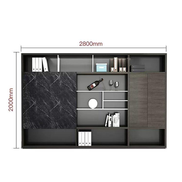 オフィスデスク エグゼクティブデスク 社長室 役員デスク サイドキャビネット マーブル模様 大容量収納 ウォールナット カスタマイズ可能 LBZ-C008 CHICKAGU