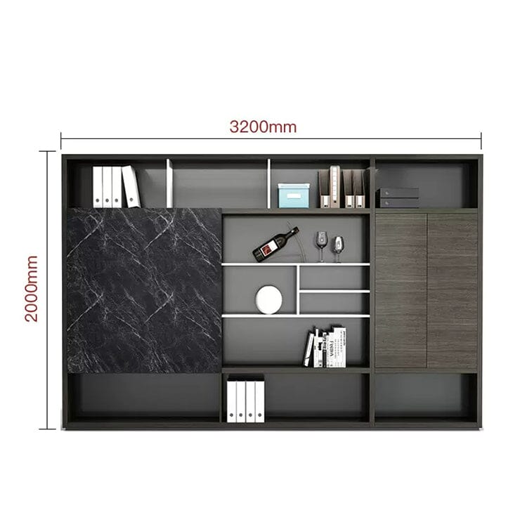 オフィスデスク エグゼクティブデスク 社長室 役員デスク サイドキャビネット マーブル模様 大容量収納 ウォールナット カスタマイズ可能 LBZ-C008 CHICKAGU