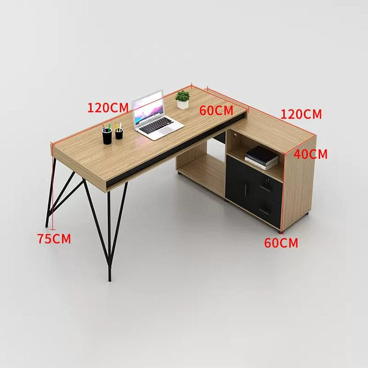 オフィスデスク パソコンデスク 事務デスク ワークデスク デスク オープン収納 引き出し付き スチールフレーム ナチュラル カスタマイズ可能 BGZ-C051 CHICKAGU