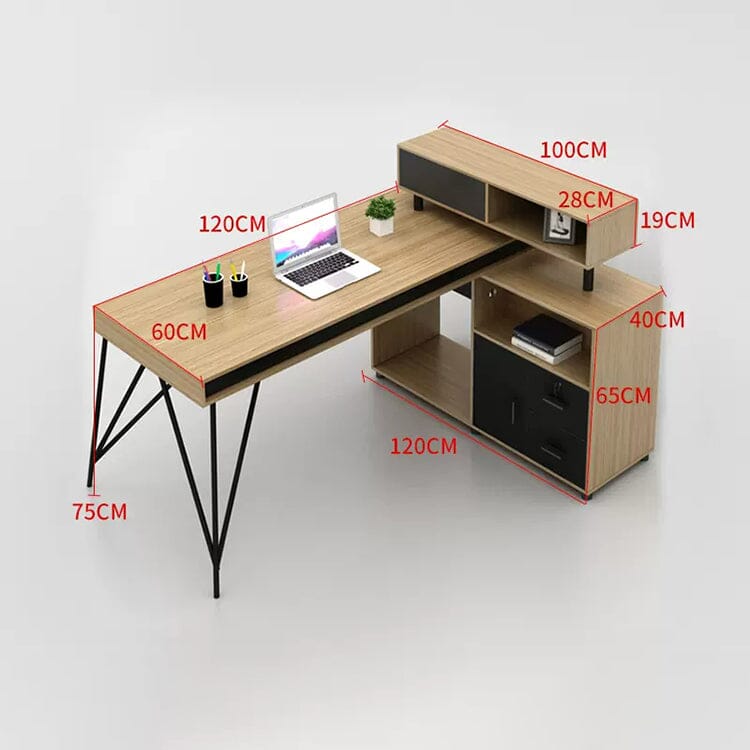 オフィスデスク パソコンデスク 事務デスク ワークデスク デスク オープン収納 引き出し付き スチールフレーム ナチュラル カスタマイズ可能 BGZ-C051 CHICKAGU