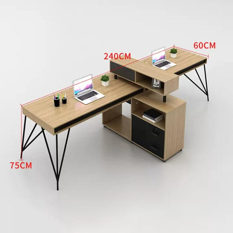 オフィスデスク パソコンデスク 事務デスク ワークデスク デスク オープン収納 引き出し付き スチールフレーム ナチュラル カスタマイズ可能 BGZ-C051 CHICKAGU