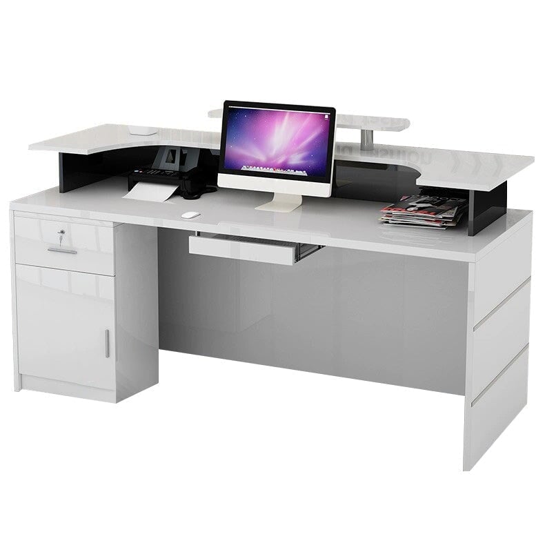 受付カウンター 受付台  レジカウンター  カウンター オフィス受付 PC収納 ロック付き メラミン化粧板  艶消し 艶あり ホワイト カスタマイズ可能 JDT-A471   chickagu